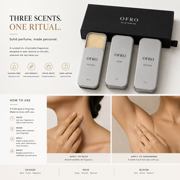 OFRO Solid Perfume Trio — Three scents, how to use